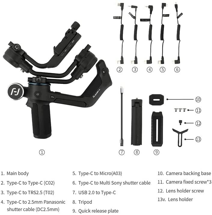 SCORP-C Gimbal Stabilizer for Cameras DSLR Mirrorless 3-Axis 5.5lbs Payload