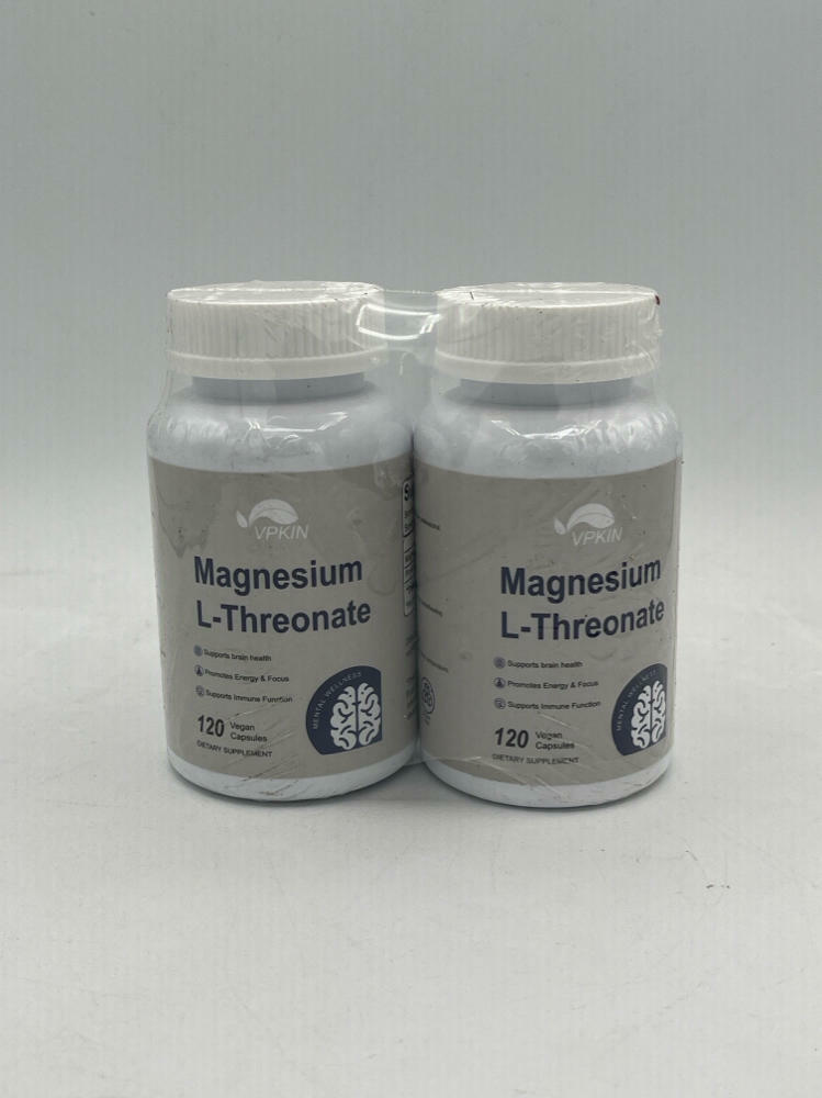 Magnesium L-Threonate 120 Vegan Capsules VPKIN Dietary Supplement 2 bottles!