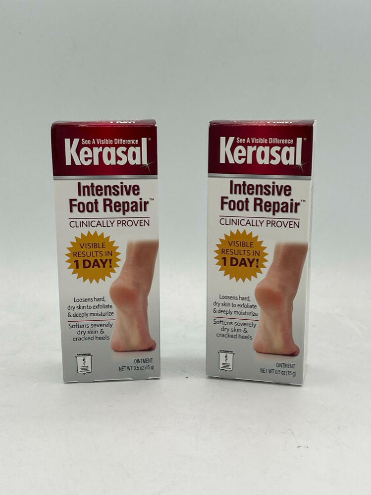 New 2 Pack Kerasal Intensive Foot Repair Ointment Softens Dry Skin 1 oz ea.