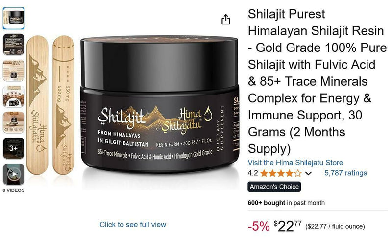 Shilajit Purest Himalayan Shilajit Resin Gold Grade 100% 30g 2 month supply 5/26