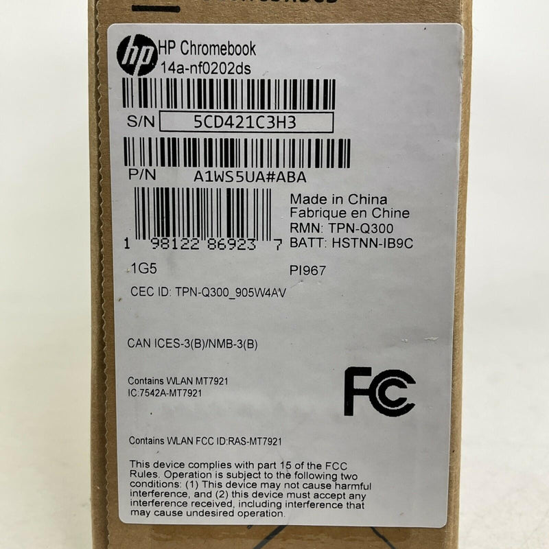 NEW HP 14a-nf0202ds 14" HD LED Chromebook Laptop Intel N100 128GB UFS 4GB