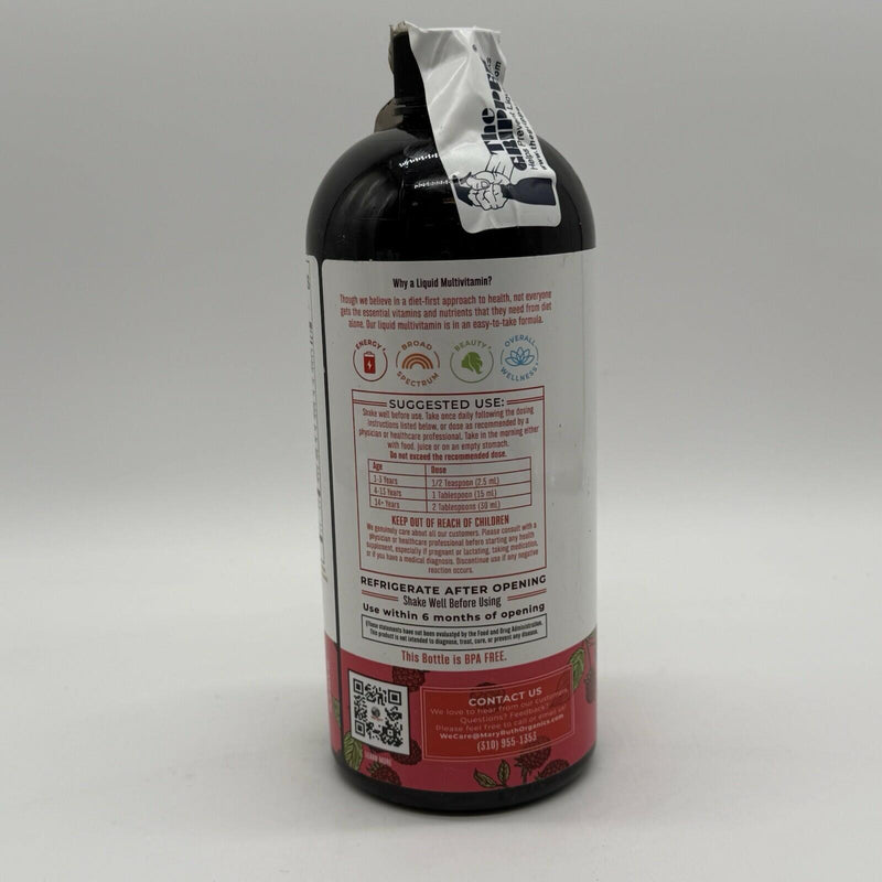 New Mary Ruths Liquid Morning Multivitamin 30 FL OZ Raspberry Flavored 11/25