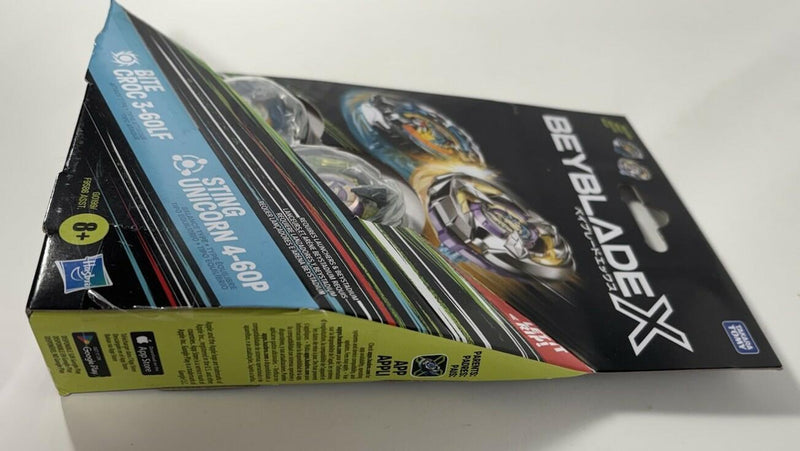 Beyblade X Bite Croc 3-60LF and Sting Unicorn 4-60P Top Dual Pack Set