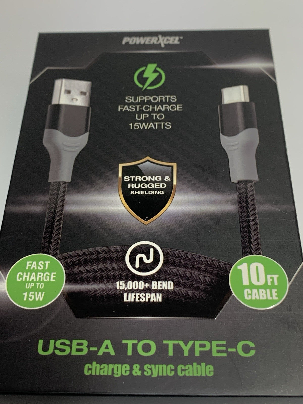 Powerxcel Fast Charge 10-Ft Charge And Sync Cable USB-A To Type-C